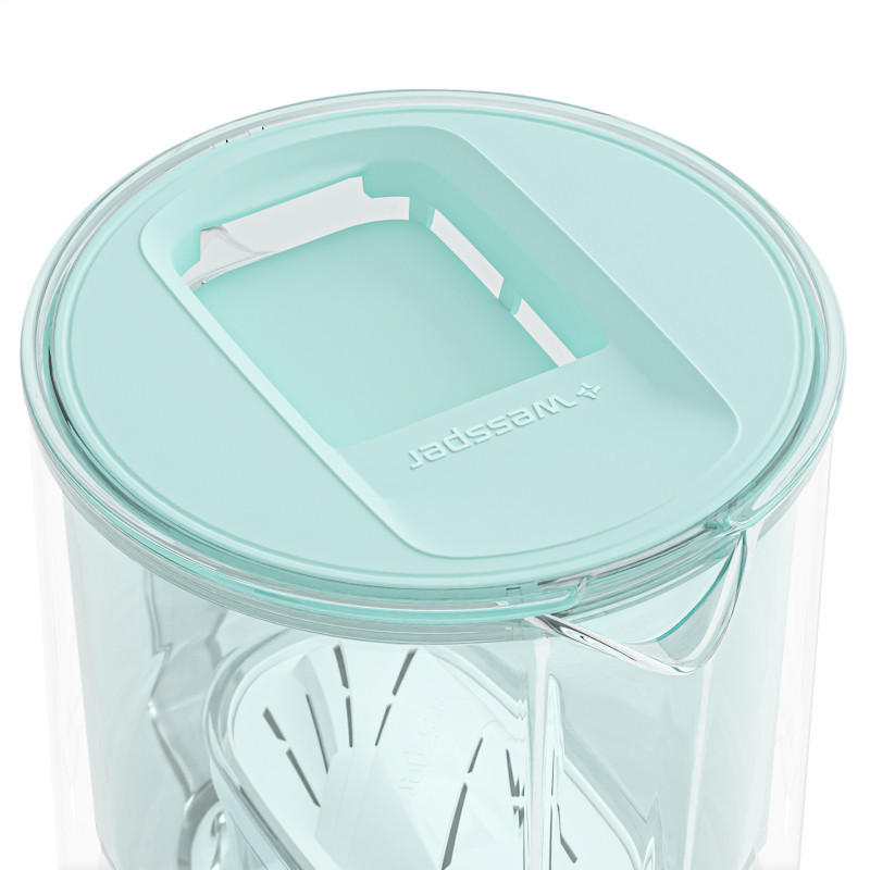 Dzbanek filtrujący szklany Wessper D2 Borosilicate 3 l  miętowy w zestawie z dodatkowym filtrem Wessper Aquamax