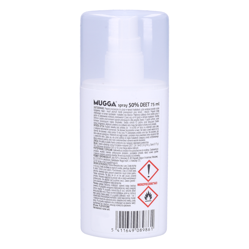 Mugga Spray Strong 50% DEET na komary i kleszcze 75ml Mugga Spray Strong 50% DEET na komary i kleszcze 75ml