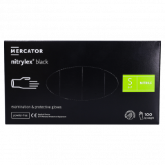 Rękawiczki nitrylowe bezpudrowe Mercator czarne rozm. S 100 szt.