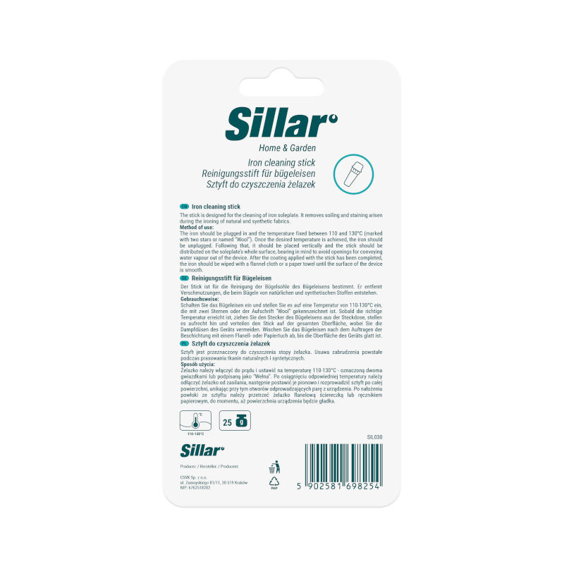 Sztyft (czyścik) Sillar do czyszczenia żelazek 25 g Sztyft (czyścik) Sillar do czyszczenia żelazek 25 g