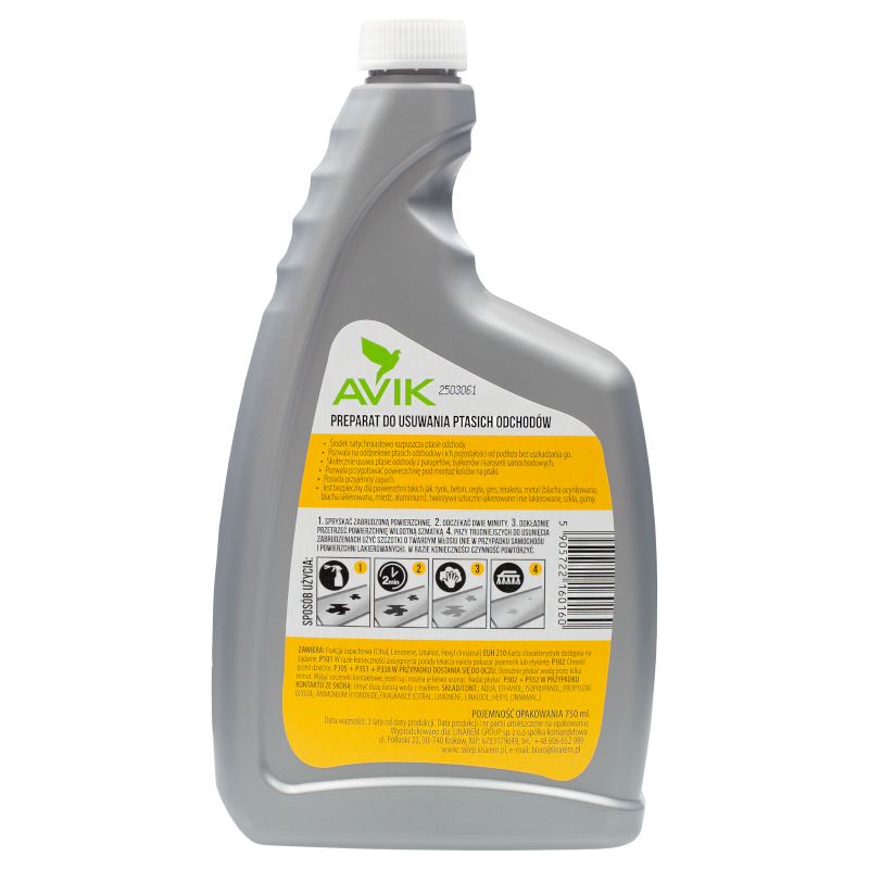 AVIK – Srodek do usuwania ptasich odchodów 750 ml