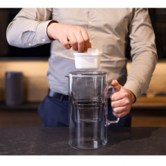Dzbanek filtrujący szklany Wessper D2 Borosilicate 3 l szary z filtrem Aquamax Standard