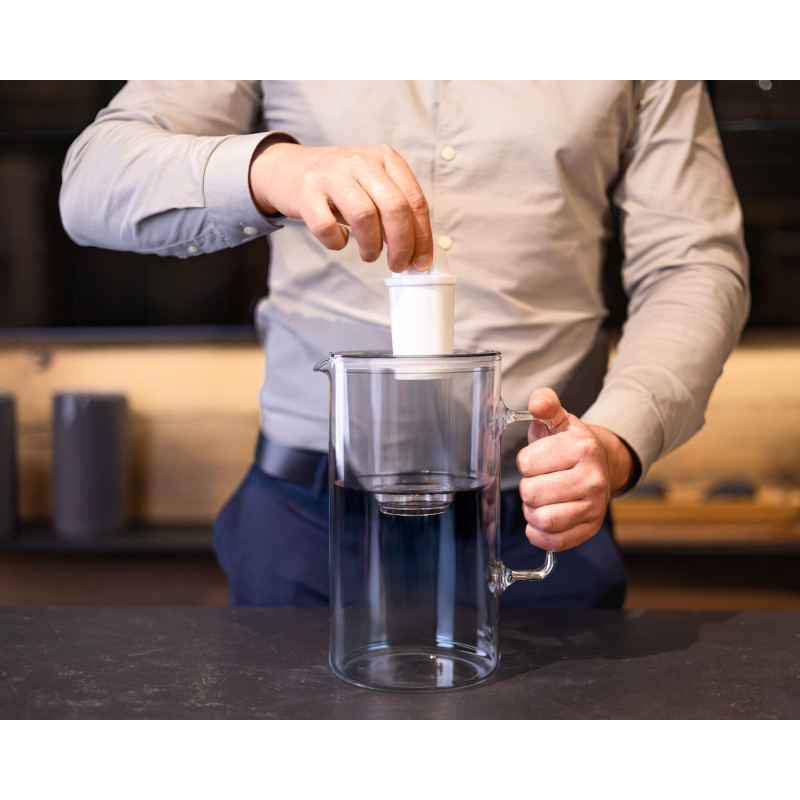 Dzbanek filtrujący szklany Wessper D2 Borosilicate Aquaclassic 3 l szary w zestawie z 2 filtrami Aquaclassic