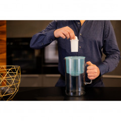 Dzbanek filtrujący szklany Wessper D2 Borosilicate Aquaclassic 3 l miętowy w zestawie z 2 filtrami Aquaclassic