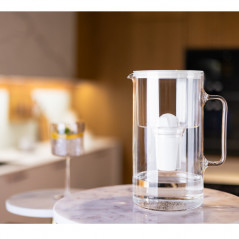 Dzbanek filtrujący szklany Wessper D2 Borosilicate Aquaclassic 3 l biały w zestawie z 2 filtrami Aquaclassic