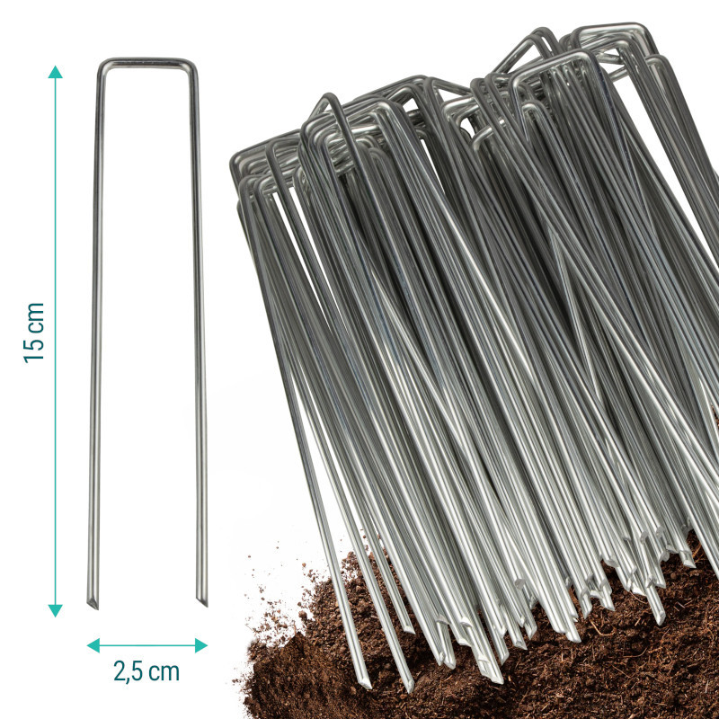 Stalowe kotwy (szpilki) do agrowłókniny 15 cm Sillar 50 szt. Stalowe kotwy (szpilki) do agrowłókniny 15 cm Sillar 50 szt.