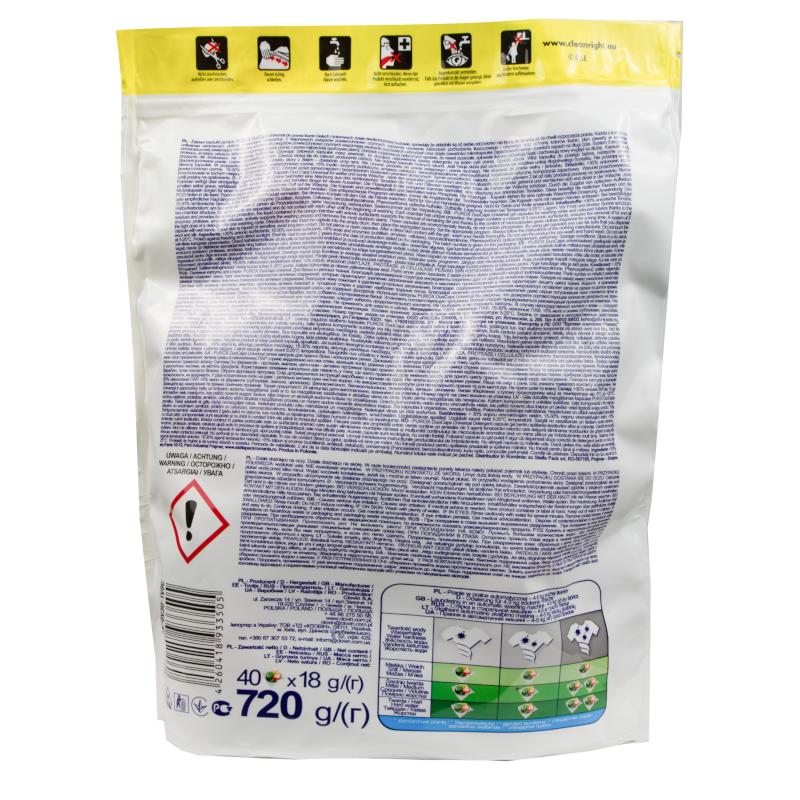 Purox Color – uniwersalne kapsułki do prania kolorowego i białego, 40 szt.