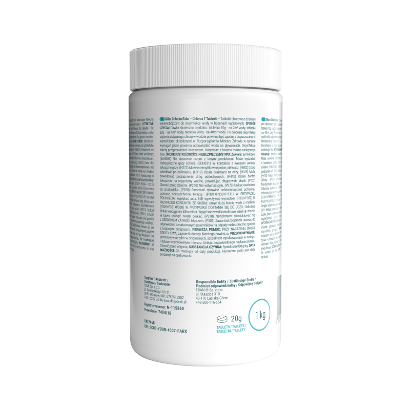 Zestaw Sillar: tabletki chlorowe 1 kg + dozownik basenowy 20 g Zestaw Sillar: tabletki chlorowe 1 kg + dozownik basenowy 20 g