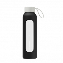 Szklana butelka na wodę 0,5 l Wessper B1 borosilicate Black – szczelna, bez BPA, z miarką