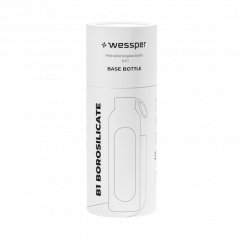 Szklana butelka na wodę 0,5 l Wessper B1 Borosilicate Ecru – szczelna, bez BPA, z miarką