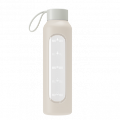 Szklana butelka na wodę 0,5 l Wessper B1 Borosilicate Ecru – szczelna, bez BPA, z miarką