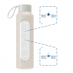 Szklana butelka na wodę 0,5 l Wessper B1 Borosilicate Ecru – szczelna, bez BPA, z miarką