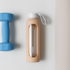 Szklana butelka na wodę 0,5 l Wessper B1 Borosilicate Beige – szczelna, bez BPA, z miarką