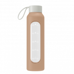 Szklana butelka na wodę 0,5 l Wessper B1 Borosilicate Beige – szczelna, bez BPA, z miarką