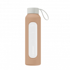 Szklana butelka na wodę 0,5 l Wessper B1 Borosilicate Beige – szczelna, bez BPA, z miarką