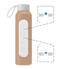 Szklana butelka na wodę 0,5 l Wessper B1 Borosilicate Beige – szczelna, bez BPA, z miarką