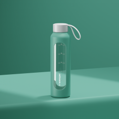 Szklana butelka na wodę 0,5 l Wessper B1 Borosilicate Lagoon – szczelna, bez BPA, z miarką