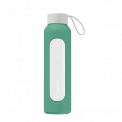 Szklana butelka na wodę 0,5 l Wessper B1 Borosilicate Lagoon – szczelna, bez BPA, z miarką