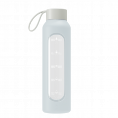 Szklana butelka na wodę 0,5 l Wessper B1 Borosilicate Ice Blue – szczelna, bez BPA, z miarką