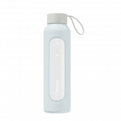 Szklana butelka na wodę 0,5 l Wessper B1 Borosilicate Ice Blue – szczelna, bez BPA, z miarką