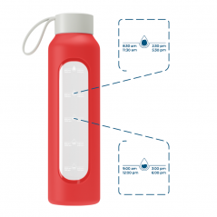 Szklana butelka na wodę 0,5 l Wessper B1 Borosilicate Poppy – szczelna, bez BPA, z miarką