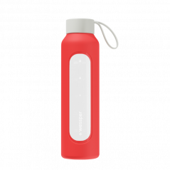 Szklana butelka na wodę 0,5 l Wessper B1 Borosilicate Poppy – szczelna, bez BPA, z miarką
