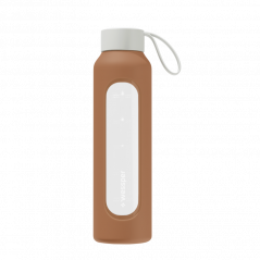 Szklana butelka na wodę 0,5 l Wessper B1 Borosilicate Mokka – szczelna, bez BPA, z miarką