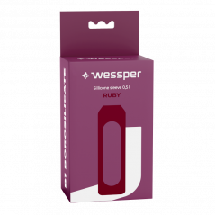 Szklana butelka na wodę 0,5 l Wessper B1 Borosilicate Ruby – szczelna, bez BPA, z miarką