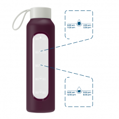 Szklana butelka na wodę 0,5 l Wessper B1 Borosilicate Ruby – szczelna, bez BPA, z miarką