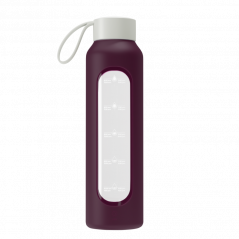 Szklana butelka na wodę 0,5 l Wessper B1 Borosilicate Ruby – szczelna, bez BPA, z miarką