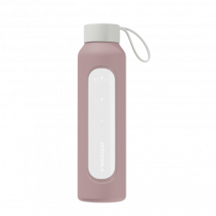 Szklana butelka na wodę 0,5 l Wessper B1 Borosilicate Dusty rose – szczelna, bez BPA, z miarką