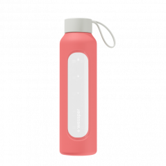 Szklana butelka na wodę 0,5 l Wessper B1 Borosilicate Coral – szczelna, bez BPA, z miarką