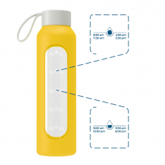 Szklana butelka na wodę 0,5 l Wessper B1 Borosilicate Sun – szczelna, bez BPA, z miarką