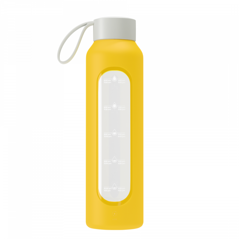 Szklana butelka na wodę 0,5 l Wessper B1 Borosilicate Sun – szczelna, bez BPA, z miarką