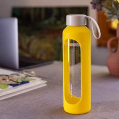 Szklana butelka na wodę 0,5 l Wessper B1 Borosilicate Sun – szczelna, bez BPA, z miarką