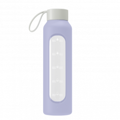 Szklana butelka na wodę 0,5 l Wessper B1 Borosilicate Lavender – szczelna, bez BPA, z miarką