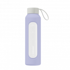 Szklana butelka na wodę 0,5 l Wessper B1 Borosilicate Lavender – szczelna, bez BPA, z miarką