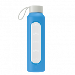 Szklana butelka na wodę 0,5 l Wessper B1 Borosilicate Ocean – szczelna, bez BPA, z miarką