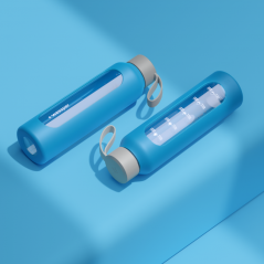 Szklana butelka na wodę 0,5 l Wessper B1 Borosilicate Ocean – szczelna, bez BPA, z miarką