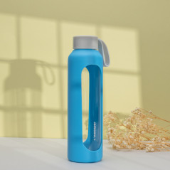 Szklana butelka na wodę 0,5 l Wessper B1 Borosilicate Ocean – szczelna, bez BPA, z miarką