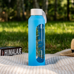 Szklana butelka na wodę 0,5 l Wessper B1 Borosilicate Ocean – szczelna, bez BPA, z miarką