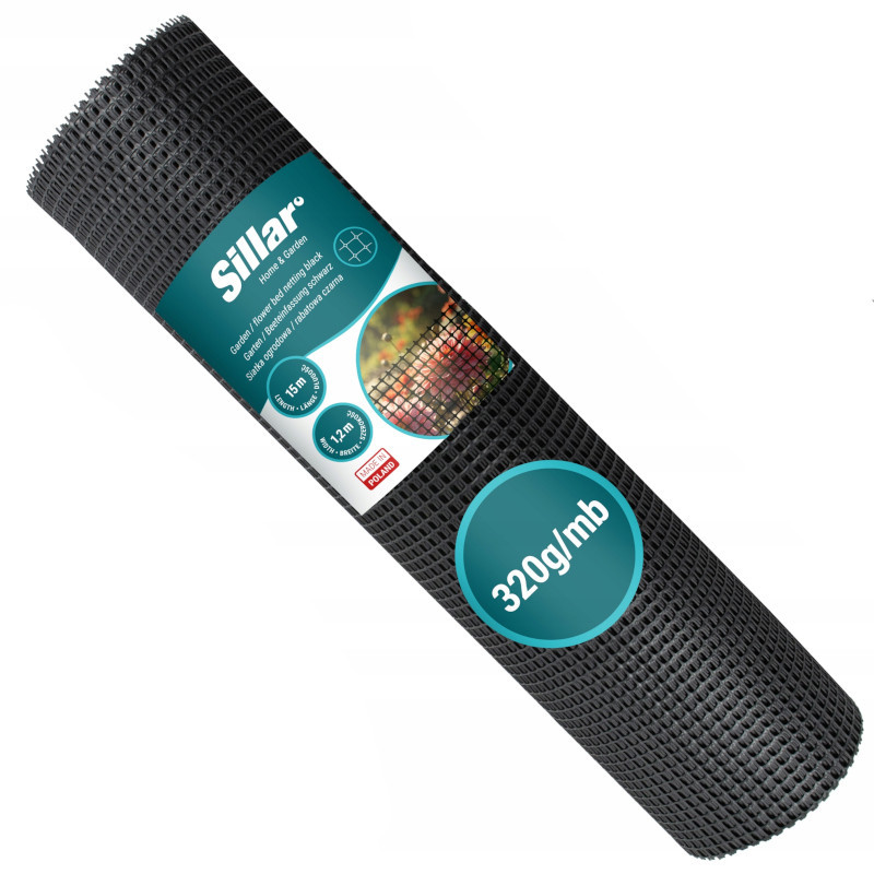 Siatka ogrodowa i przeciw kretom Sillar 120cm x 15m, czarna, 320g/mb