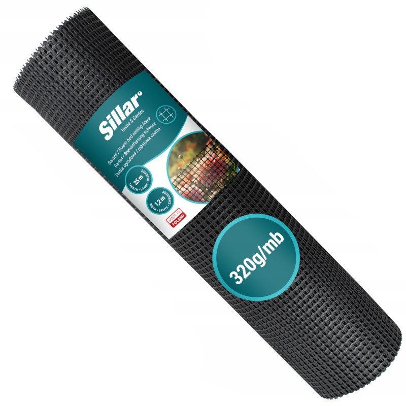 Siatka ogrodowa i przeciw kretom Sillar 120cm x 25m, czarna, 320g/mb