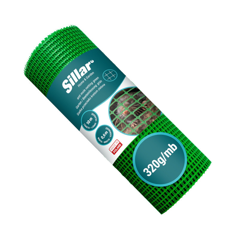 Siatka ogrodowa i przeciw kretom Sillar 60cm x 10m, zielona, 320g/mb