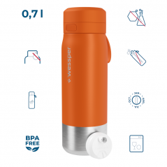 Butelka filtrująca wessper B2 Stainless Steel Actitex™ 0,7 l – pomarańczowa