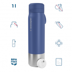 Butelka filtrująca wessper B2 Stainless Steel Actitex™ 1 l – niebieska