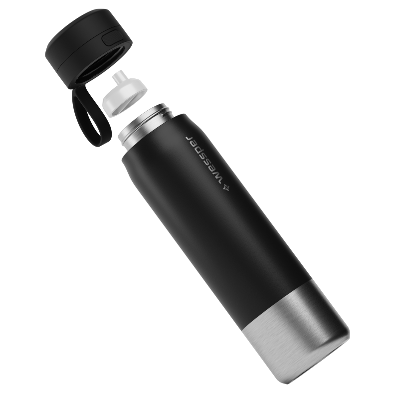 Butelka filtrująca Wessper B2 Stainless Steel Actitex™ 1 l – czarna