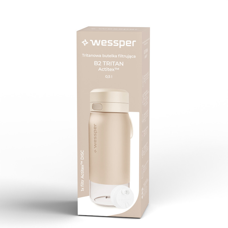 Butelka filtrująca Wessper B2 Tritan Actitex™ 0,5 l – Beżowa