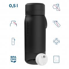 Butelka filtrująca Wessper B2 Tritan Actitex™ 0,5 l – Czarna