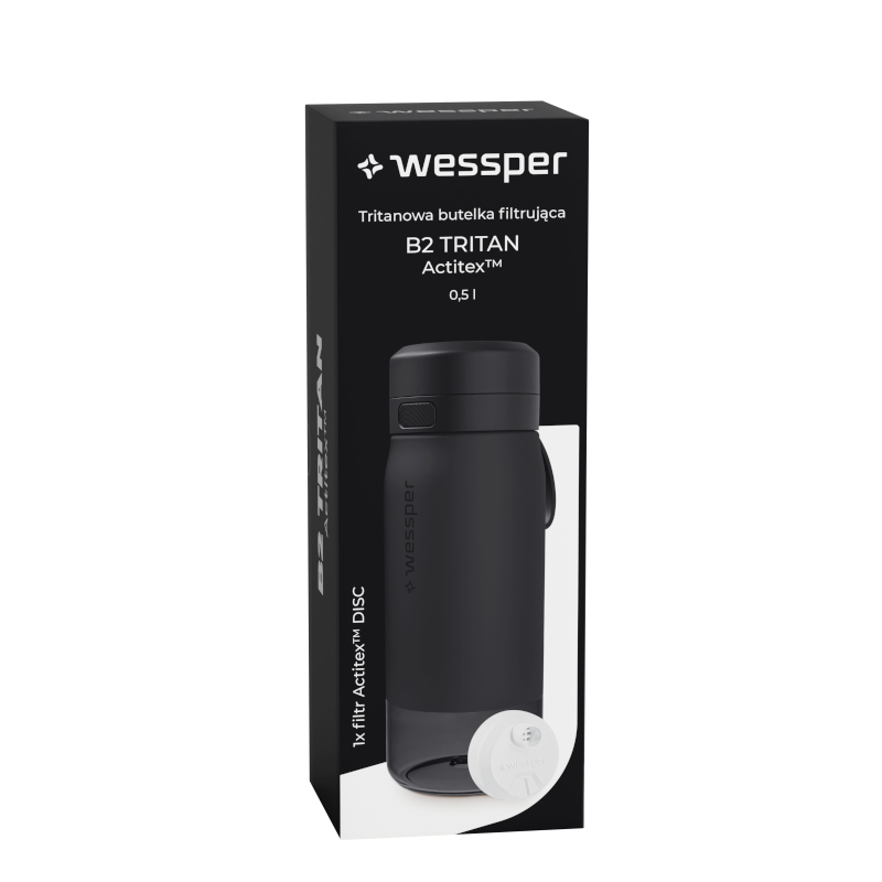 Butelka filtrująca Wessper B2 Tritan Actitex™ 0,5 l – Czarna